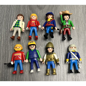 Vintage Playmobil Figures Lot of 8 Geobra Mixed Themes Cowboy Knight Worker 90's
